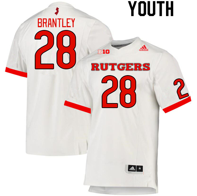 Youth #28 Naseim Brantley Rutgers Scarlet Knights College Football Jerseys Stitched Sale-White - Click Image to Close